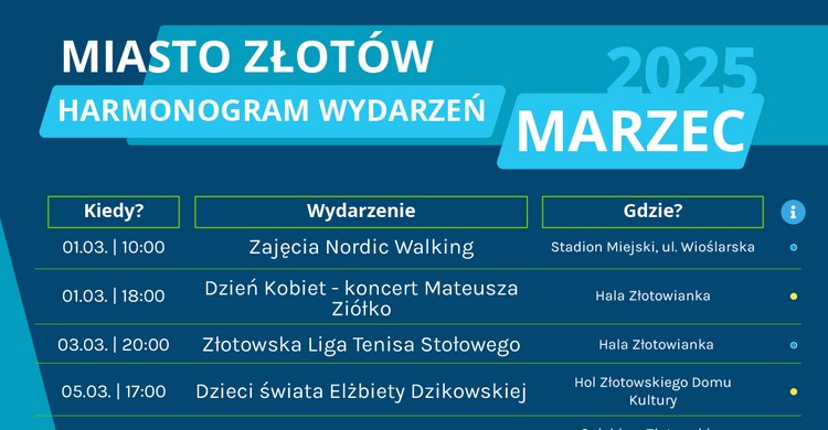 Harmonogram wydarzeń na marzec 2025 - zdjęcie